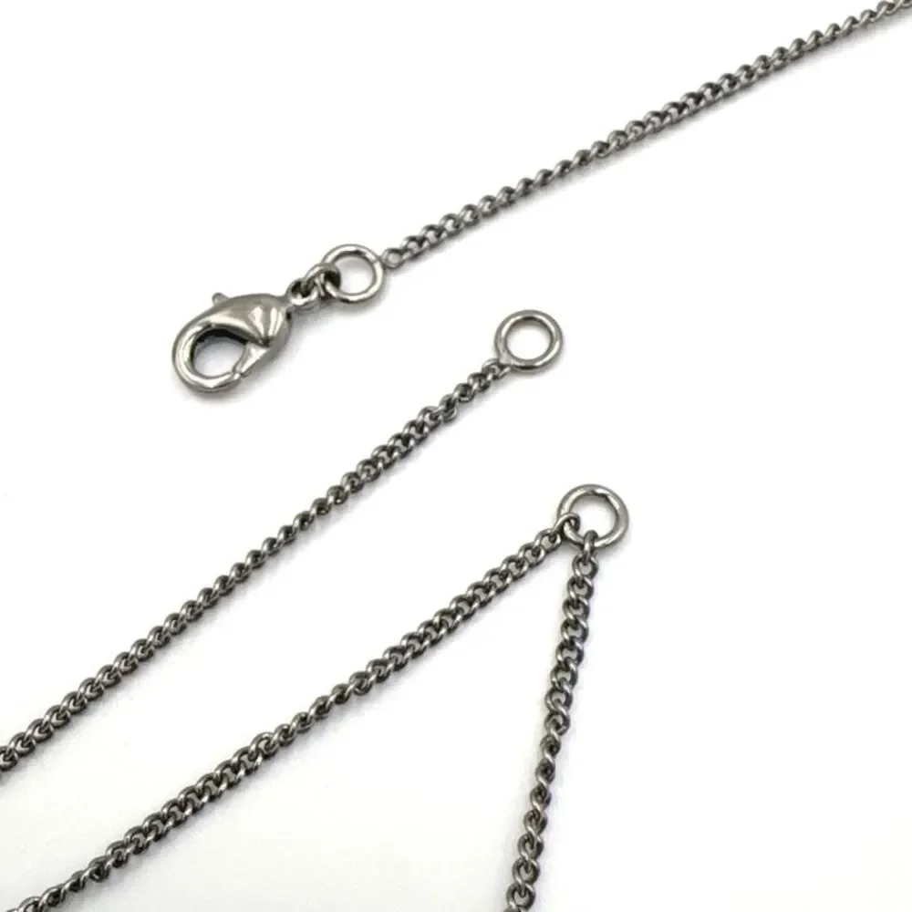 CHANEL Faux Pearl Necklace Silver Metal